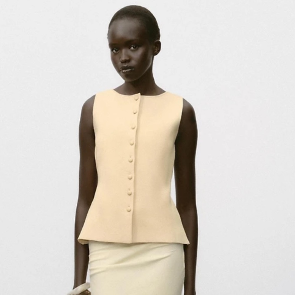 Zara NWT knit vest waistcoat top yellow 4292/157